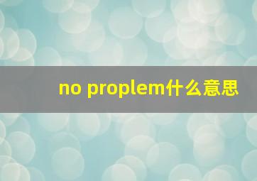 no proplem什么意思